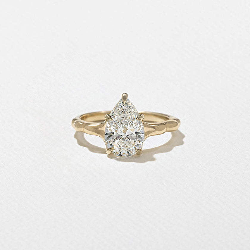1.70 Carat Pear Cut Lab Grown Diamond Nature-Inspired Solitaire Ring in 14K Solid Gold - Mivaan Fine Jewelry