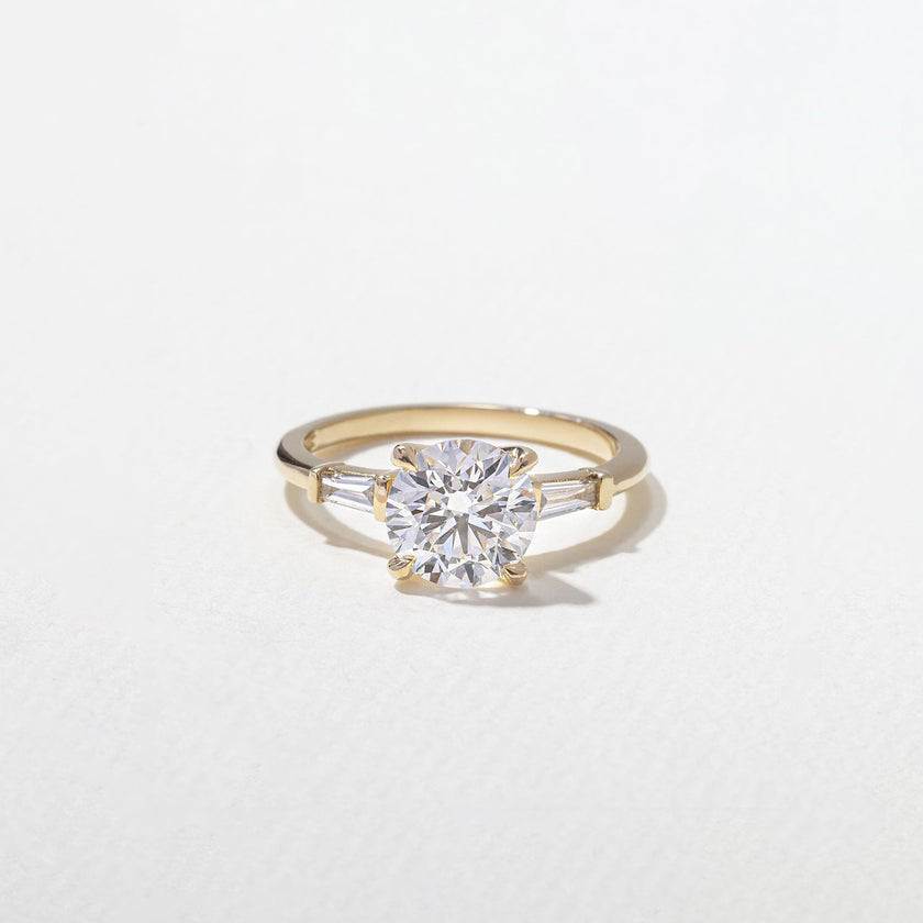 1.75 Carat Round Cut Lab Diamond Ring with Tapered Baguette Side Stones - Mivaan Fine Jewelry