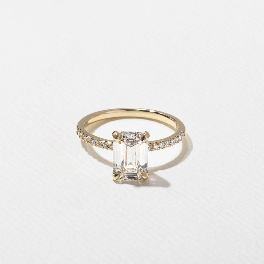 1.80 Carat Emerald Cut Lab Diamond Ring with Pavé Band in Solid Gold - Mivaan Fine Jewelry