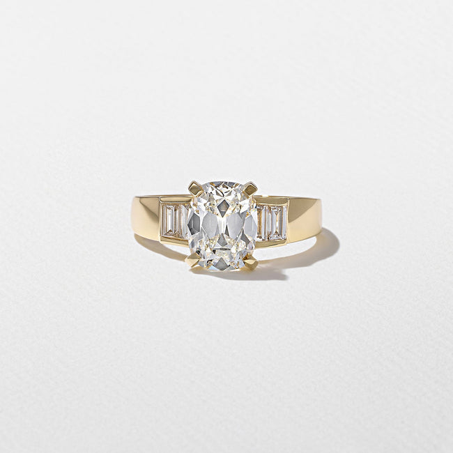 1.85 Carat Cushion Cut Lab Grown Diamond Ring with Baguette Side Stones in Platinum - Mivaan Fine Jewelry