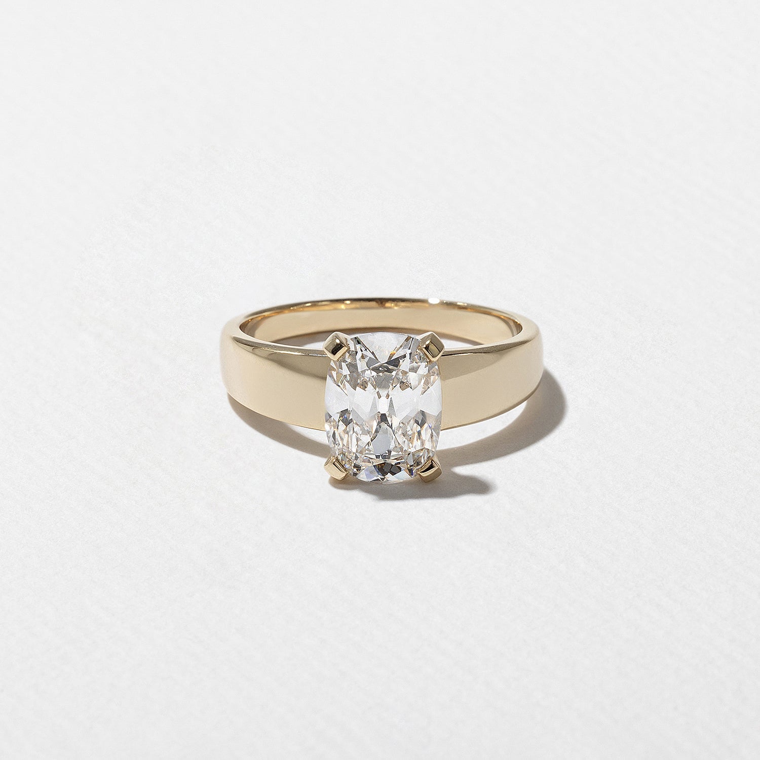1.85 Carat Cushion Cut Lab Grown Diamond Wide Band Ring in 14K Solid Gold - Mivaan Fine Jewelry