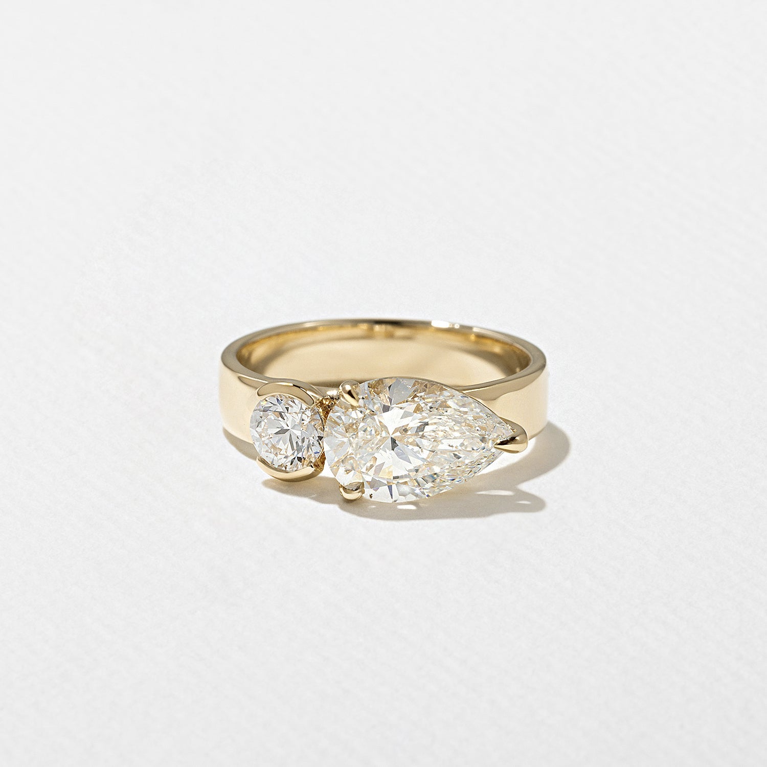 1.90 Carat Pear Cut Lab Diamond Toi et Moi Ring with Round Side Stone - Mivaan Fine Jewelry