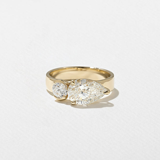 1.90 Carat Pear Cut Lab Diamond Toi et Moi Ring with Round Side Stone - Mivaan Fine Jewelry