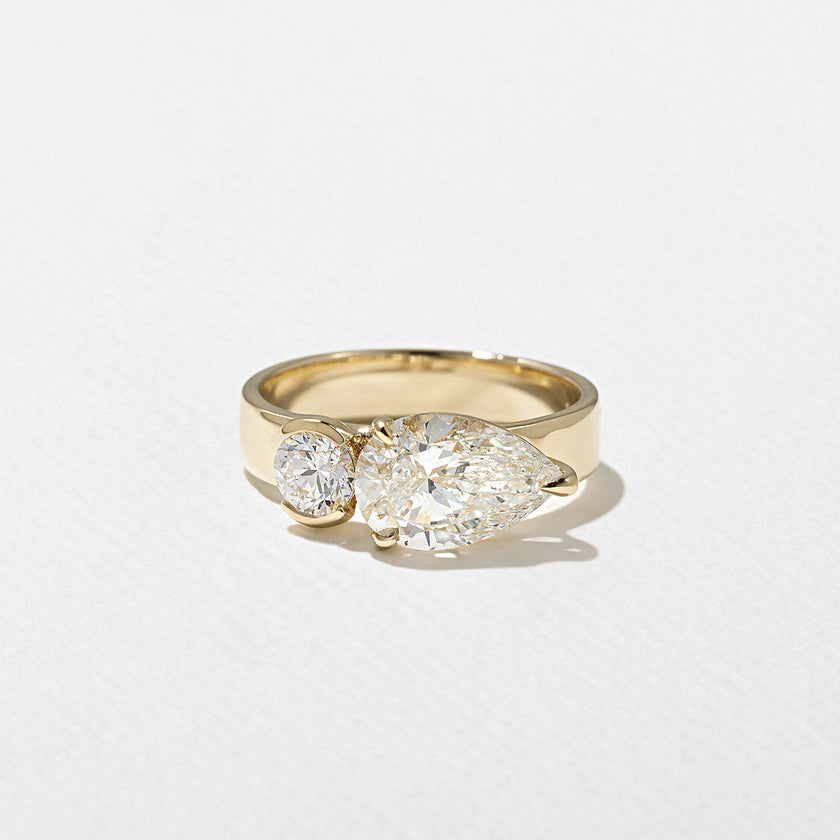 1.90 Carat Pear Cut Lab Diamond Toi et Moi Ring with Round Side Stone - Mivaan Fine Jewelry