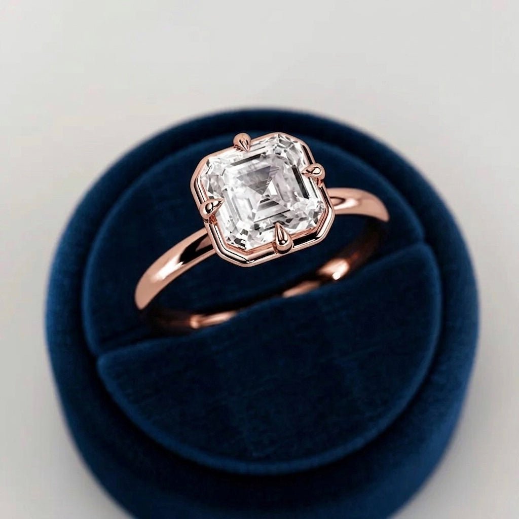 2 Carat Asscher Cut Lab Grown Diamond 4 Prong Set Ring for Women - Mivaan Fine Jewelry