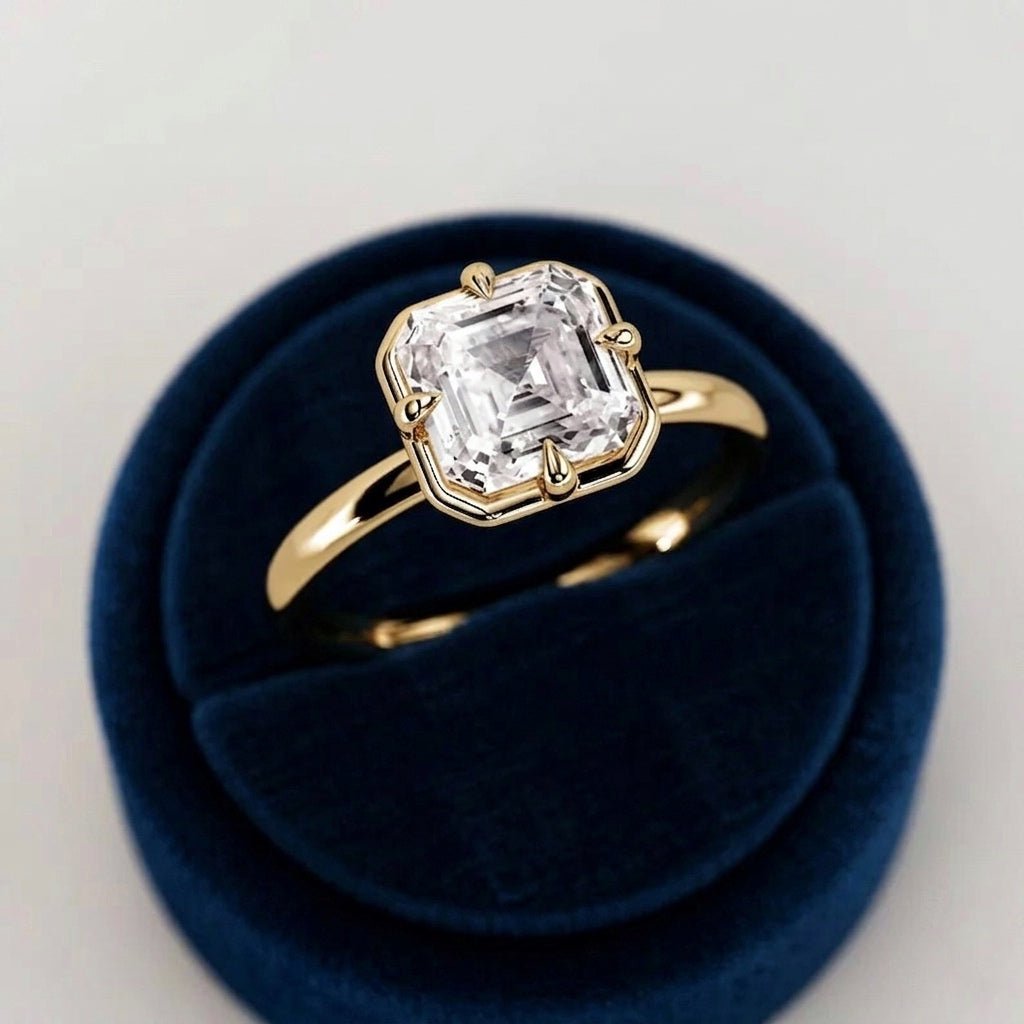 2 Carat Asscher Cut Lab Grown Diamond 4 Prong Set Ring for Women - Mivaan Fine Jewelry