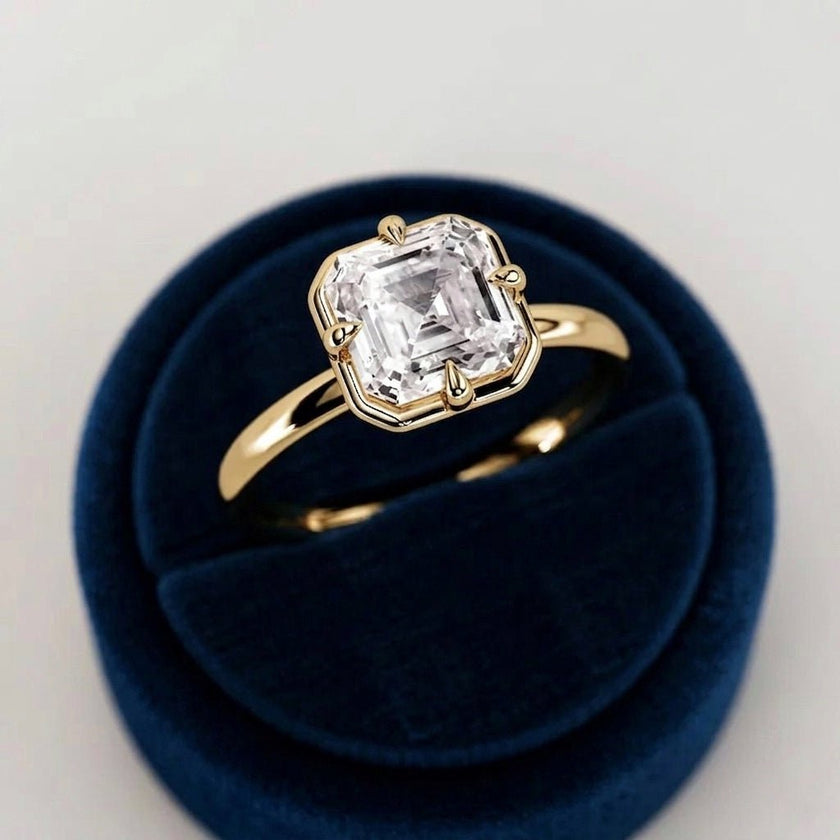2 Carat Asscher Cut Lab Grown Diamond 4 Prong Set Ring for Women - Mivaan Fine Jewelry