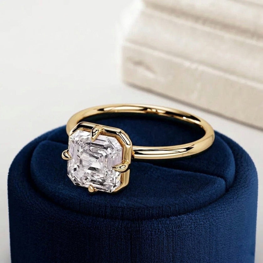 2 Carat Asscher Cut Lab Grown Diamond 4 Prong Set Ring for Women - Mivaan Fine Jewelry