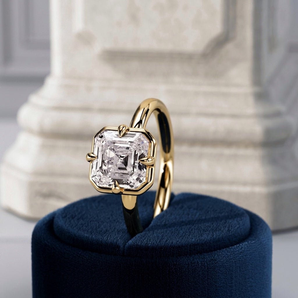 2 Carat Asscher Cut Lab Grown Diamond 4 Prong Set Ring for Women - Mivaan Fine Jewelry