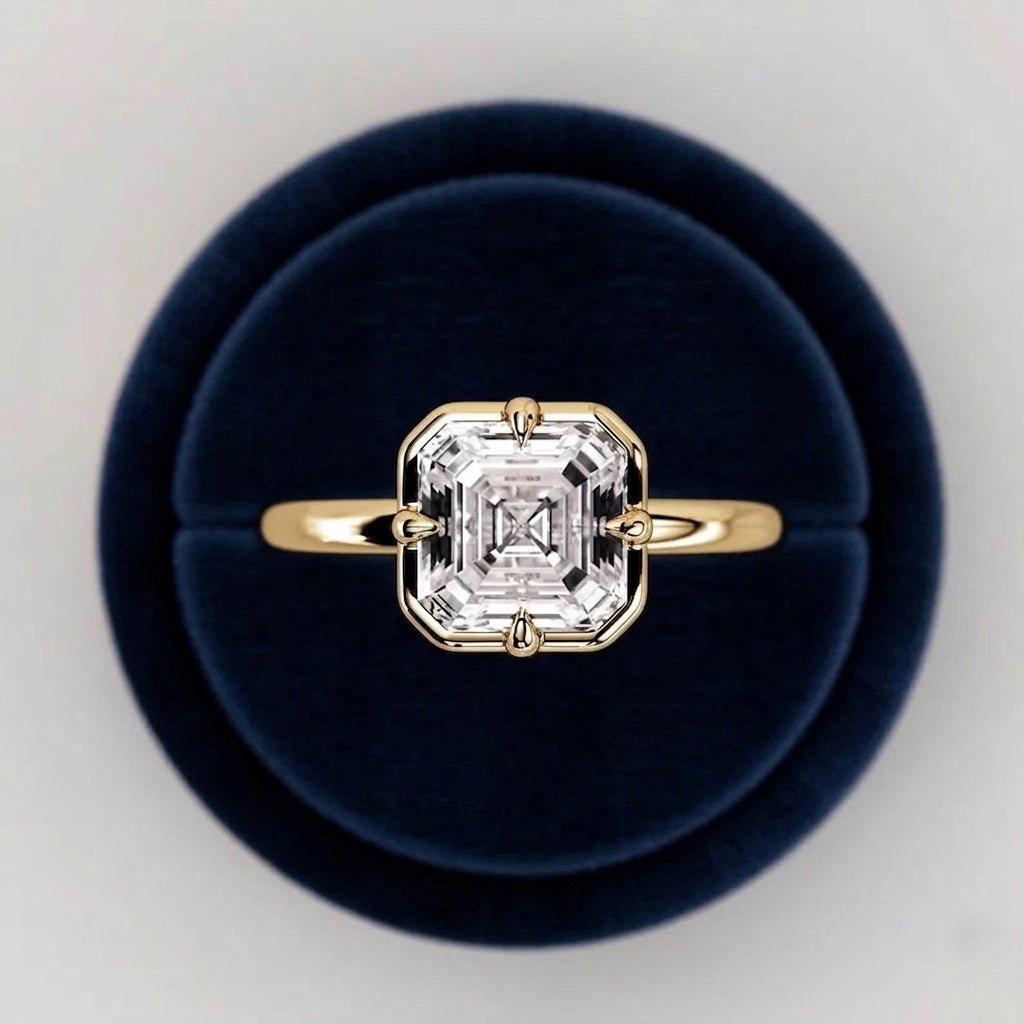 2 Carat Asscher Cut Lab Grown Diamond 4 Prong Set Ring for Women - Mivaan Fine Jewelry