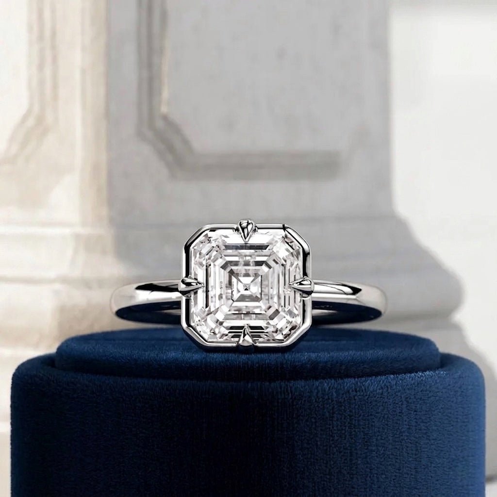 2 Carat Asscher Cut Lab Grown Diamond 4 Prong Set Ring for Women - Mivaan Fine Jewelry