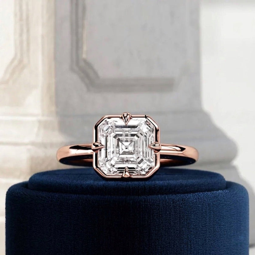 2 Carat Asscher Cut Lab Grown Diamond 4 Prong Set Ring for Women - Mivaan Fine Jewelry