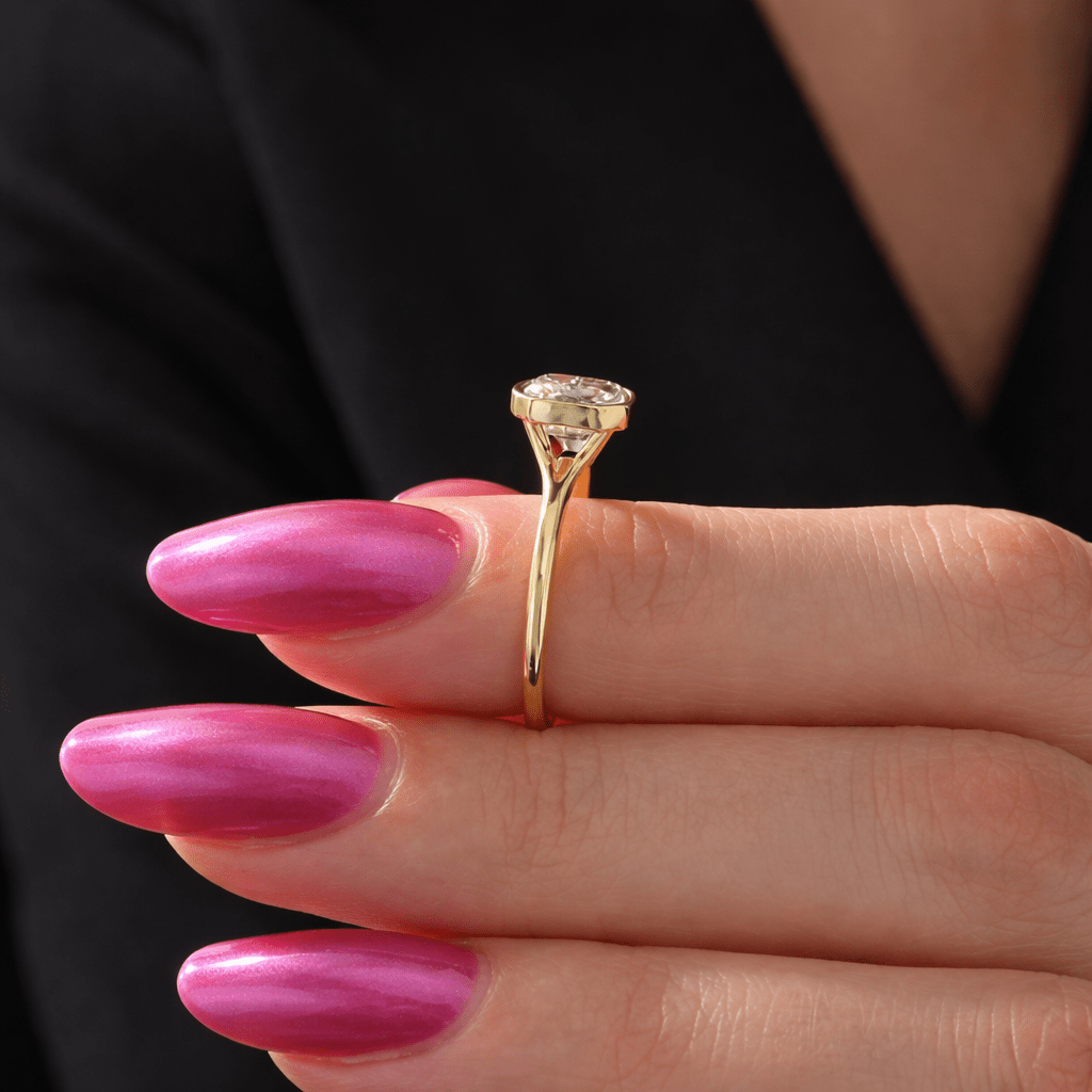 2 Carat Asscher Cut Lab Grown Diamond Bezel Set Ring 14K Solid Gold - Mivaan Fine Jewelry