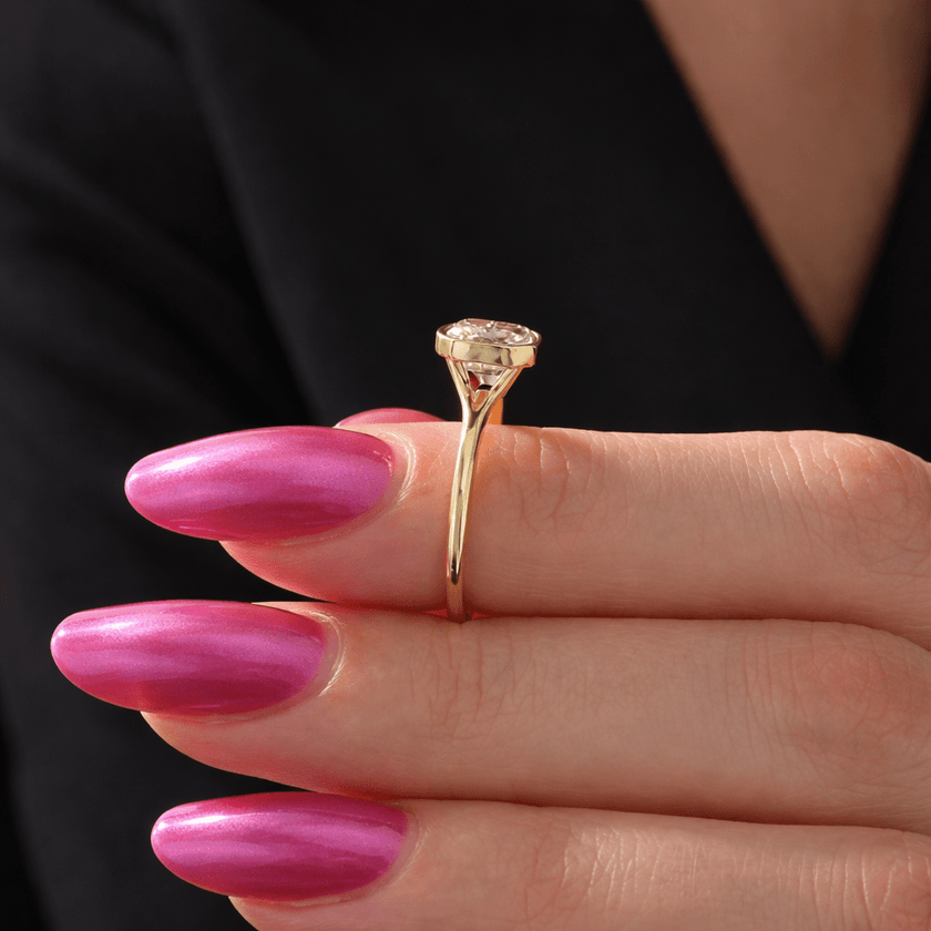 2 Carat Asscher Cut Lab Grown Diamond Bezel Set Ring 14K Solid Gold - Mivaan Fine Jewelry