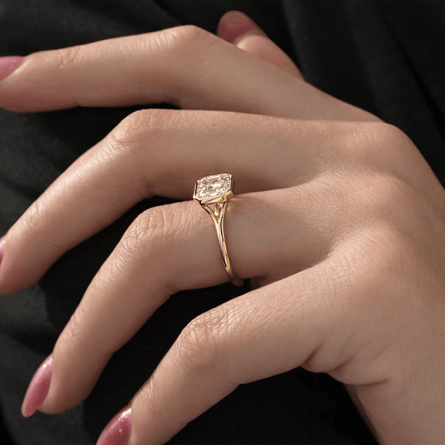 2 Carat Asscher Cut Lab Grown Diamond Bezel Set Ring 14K Solid Gold - Mivaan Fine Jewelry