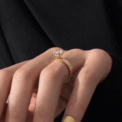 2 Carat Asscher Cut Lab Grown Diamond Solitaire Ring Textured Band - Mivaan Fine Jewelry