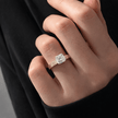 2 Carat Asscher Cut Lab Grown Diamond Solitaire Ring Textured Band - Mivaan Fine Jewelry