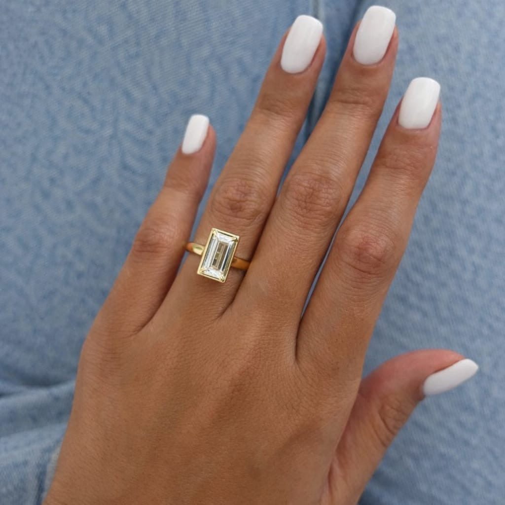 2 Carat Baguette Lab Grown Diamond Bezel Set Art Deco Engagement Ring - Mivaan Fine Jewelry