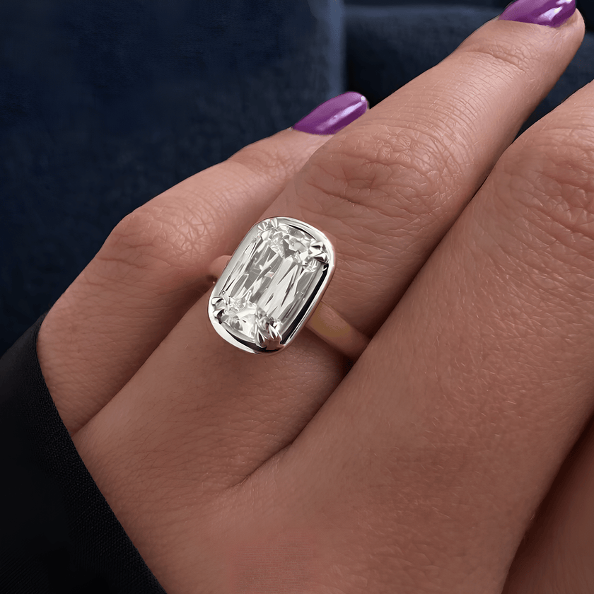 2 Carat Criss Cut Lab Grown Diamond Bezel Set Engagement Ring - Mivaan Fine Jewelry