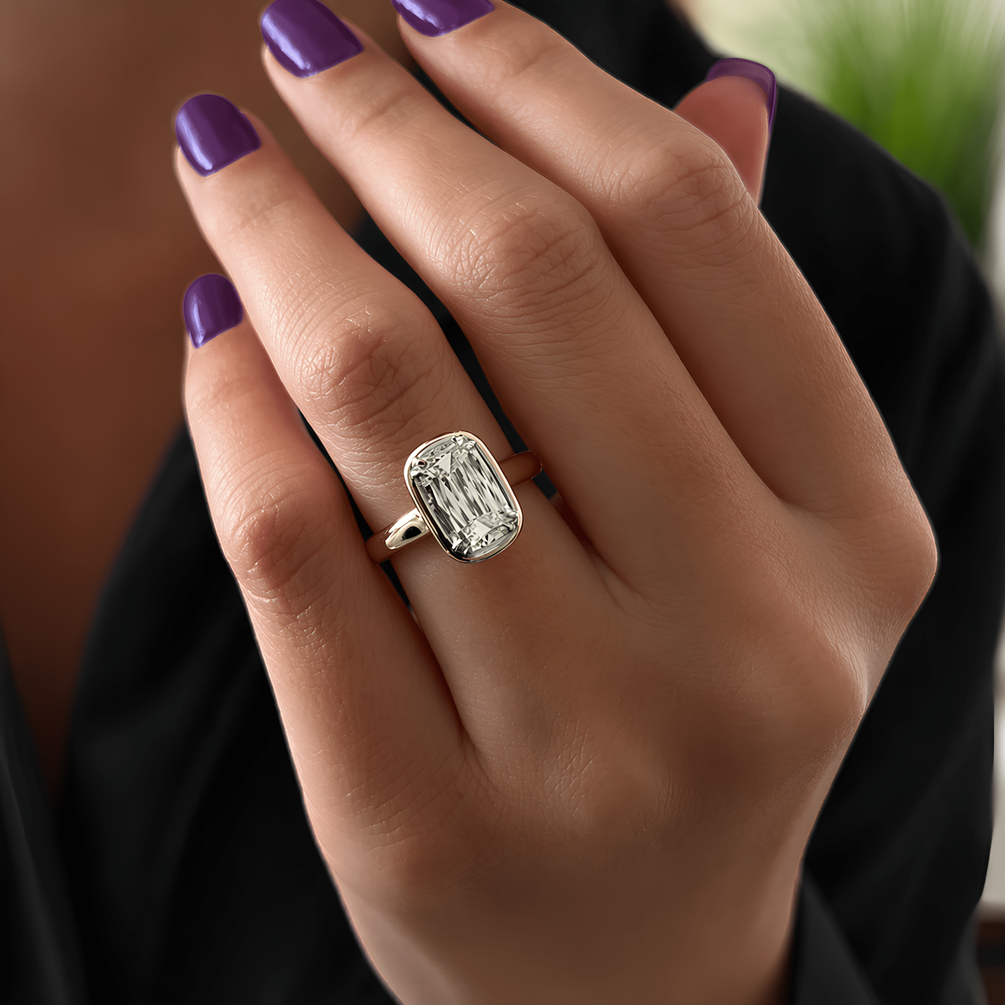 2 Carat Criss Cut Lab Grown Diamond Bezel Set Engagement Ring - Mivaan Fine Jewelry
