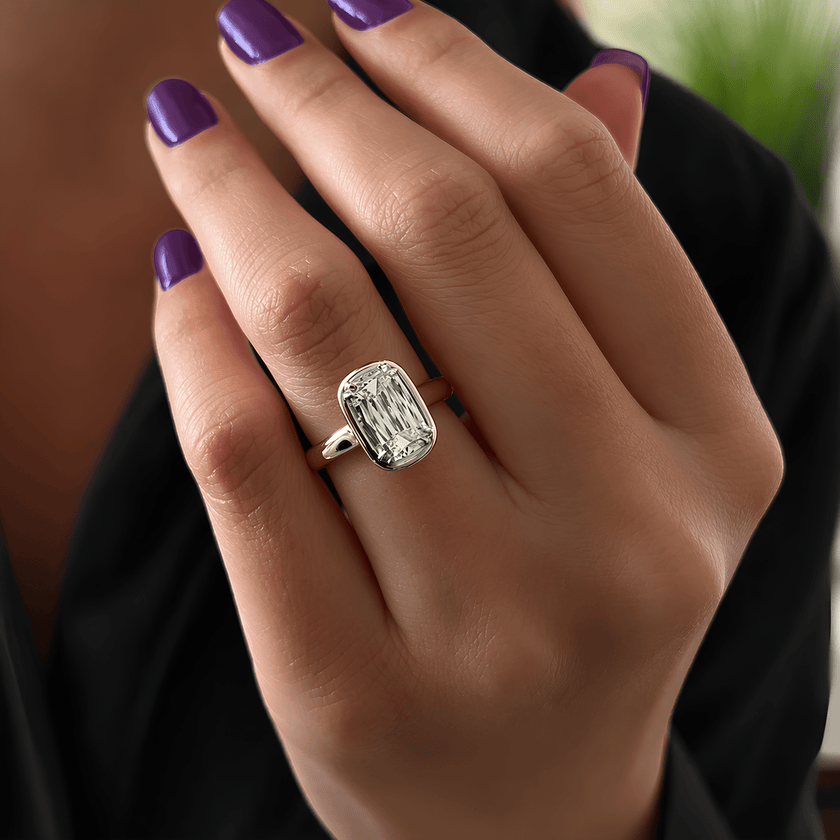 2 Carat Criss Cut Lab Grown Diamond Bezel Set Engagement Ring - Mivaan Fine Jewelry
