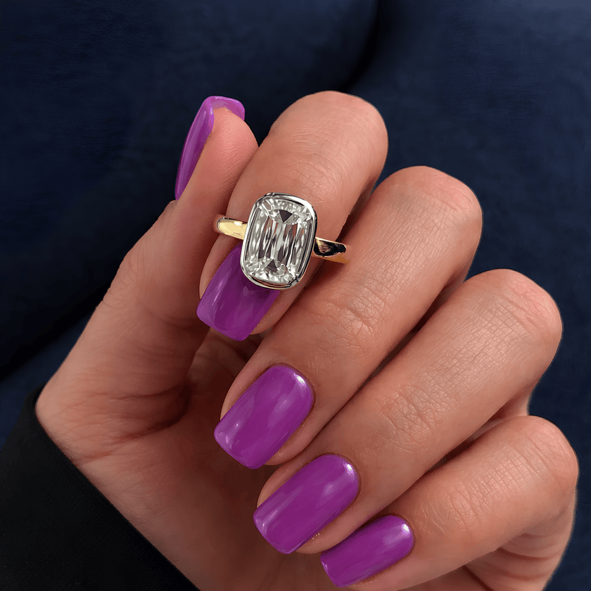 2 Carat Criss Cut Lab Grown Diamond Bezel Set Engagement Ring - Mivaan Fine Jewelry