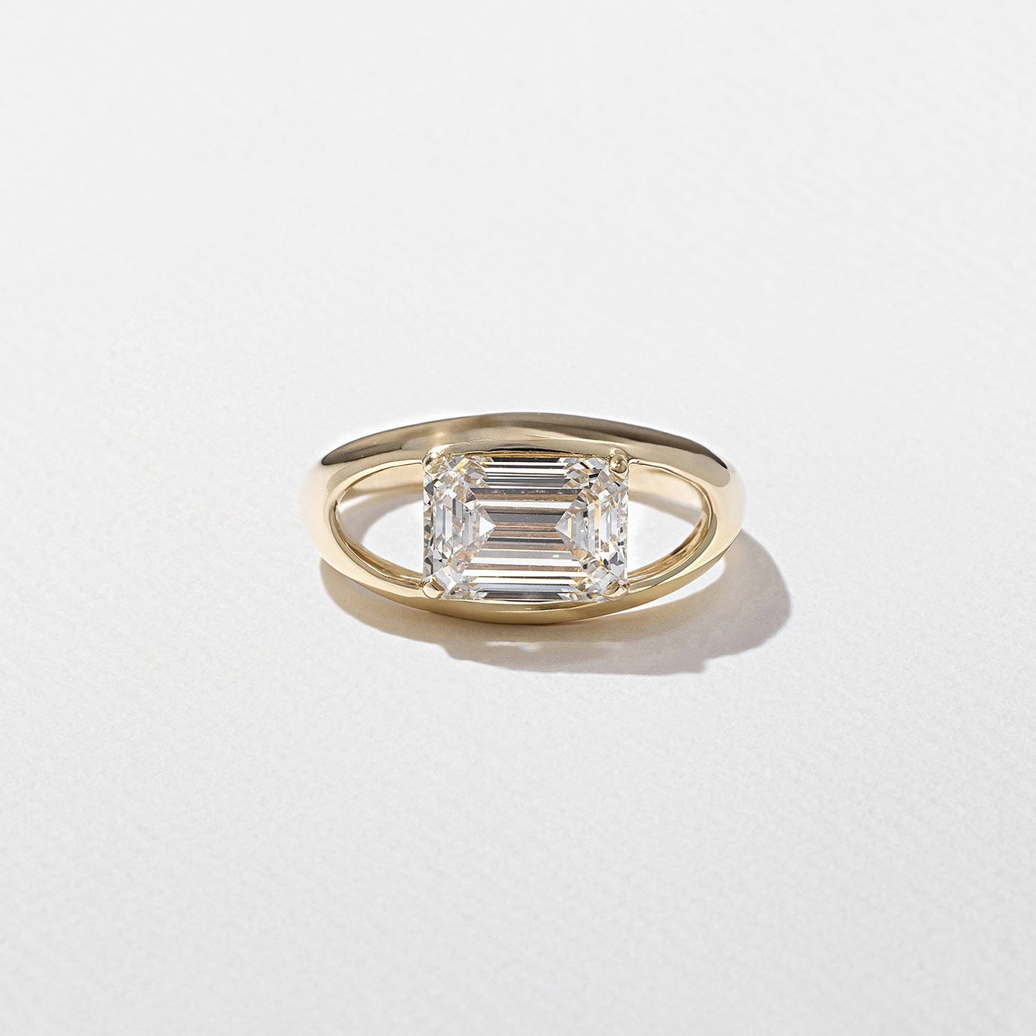 2 carat East-West emerald cut lab grown diamond ring