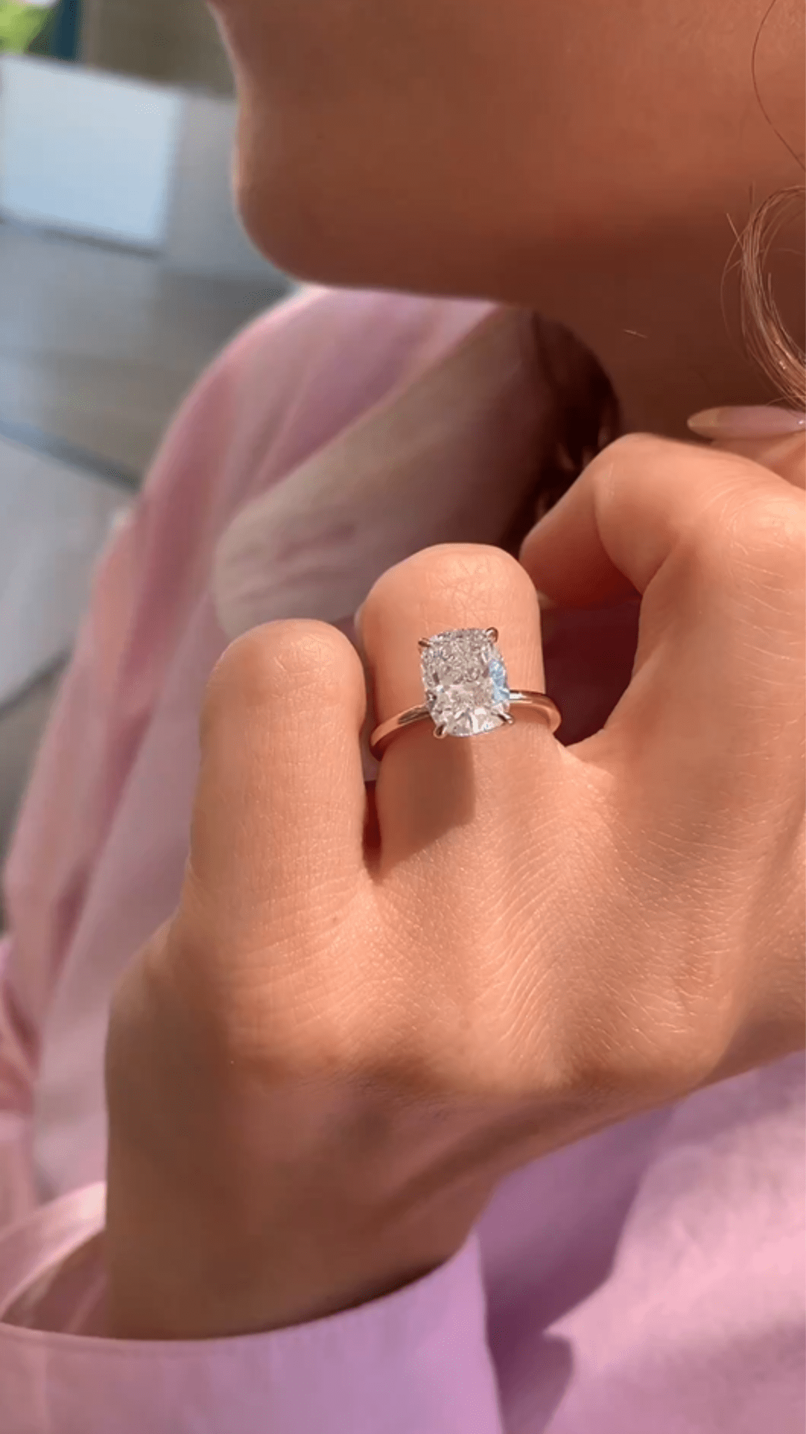 2 Carat Elongated Cushion Cut Diamond Wedding Ring for Women