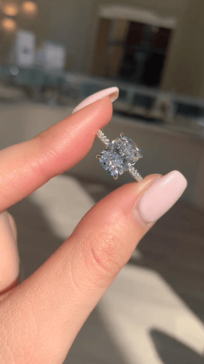 2 Carat Elongated Cushion Lab Diamond Engagement Ring in 14K Gold - Mivaan Fine Jewelry