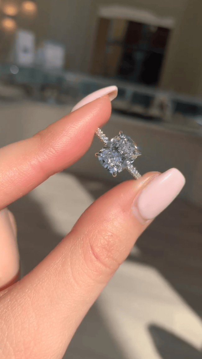 2 Carat Elongated Cushion Lab Diamond Engagement Ring in 14K Gold - Mivaan Fine Jewelry