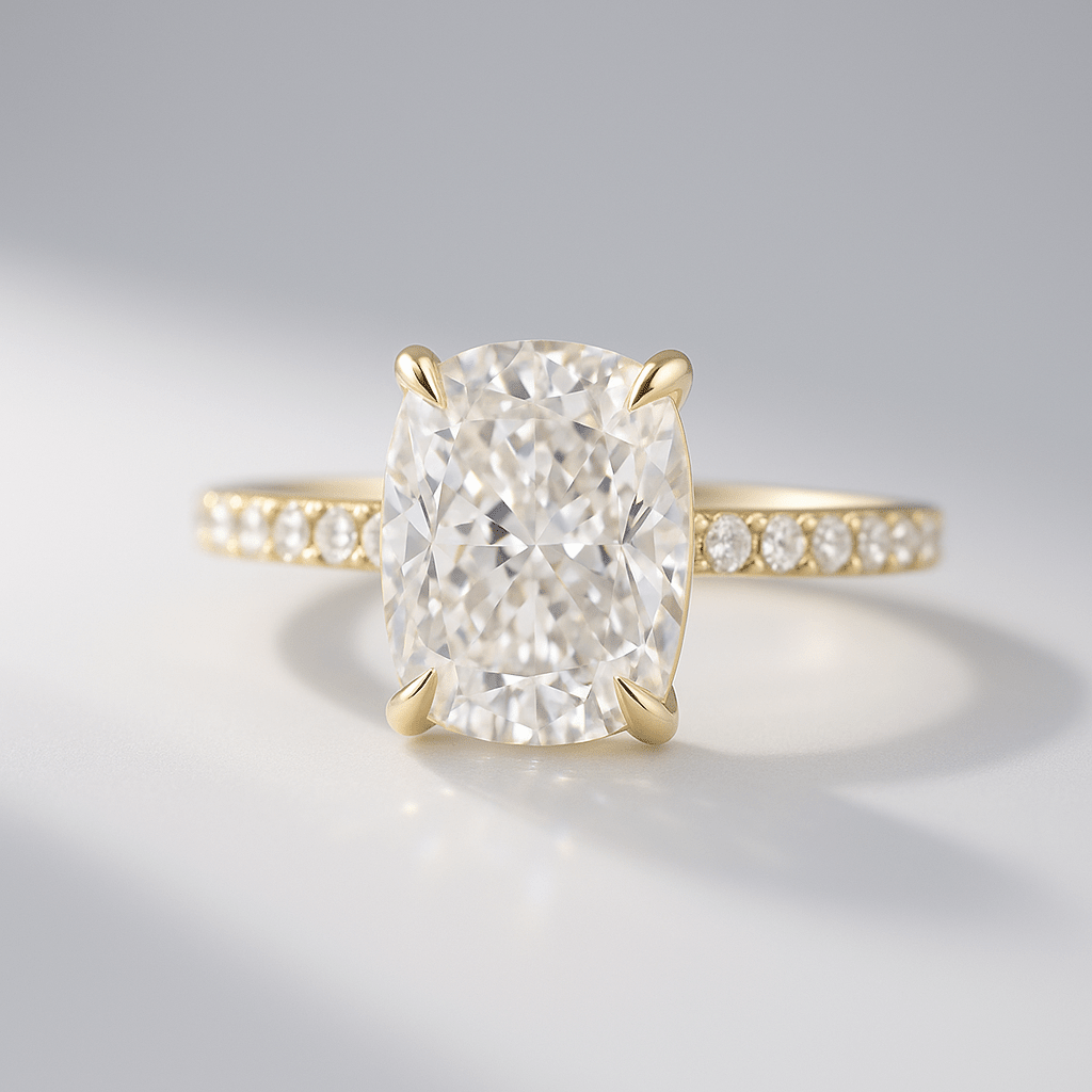 2 Carat Elongated Cushion Lab Diamond Engagement Ring in 14K Gold - Mivaan Fine Jewelry