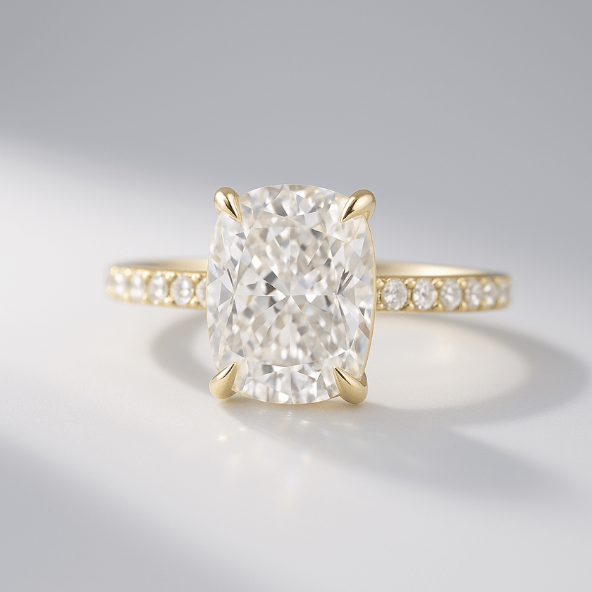 2 Carat Elongated Cushion Lab Diamond Engagement Ring in 14K Gold - Mivaan Fine Jewelry