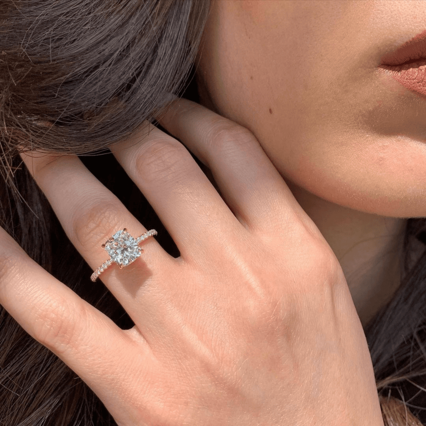 2 Carat Elongated Cushion Lab Diamond Engagement Ring in 14K Gold - Mivaan Fine Jewelry