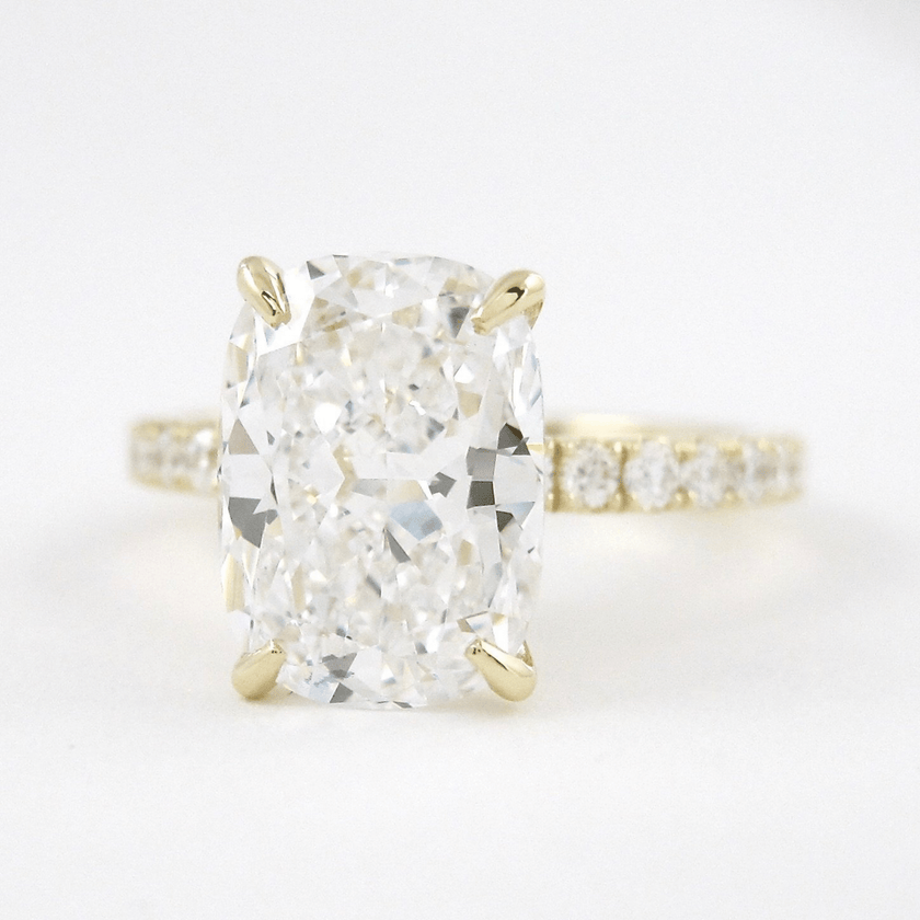 2 Carat Elongated Cushion Lab Diamond Engagement Ring in 14K Gold - Mivaan Fine Jewelry