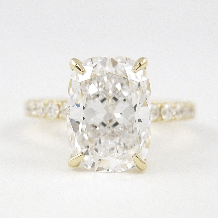 2 Carat Elongated Cushion Lab Diamond Engagement Ring in 14K Gold - Mivaan Fine Jewelry