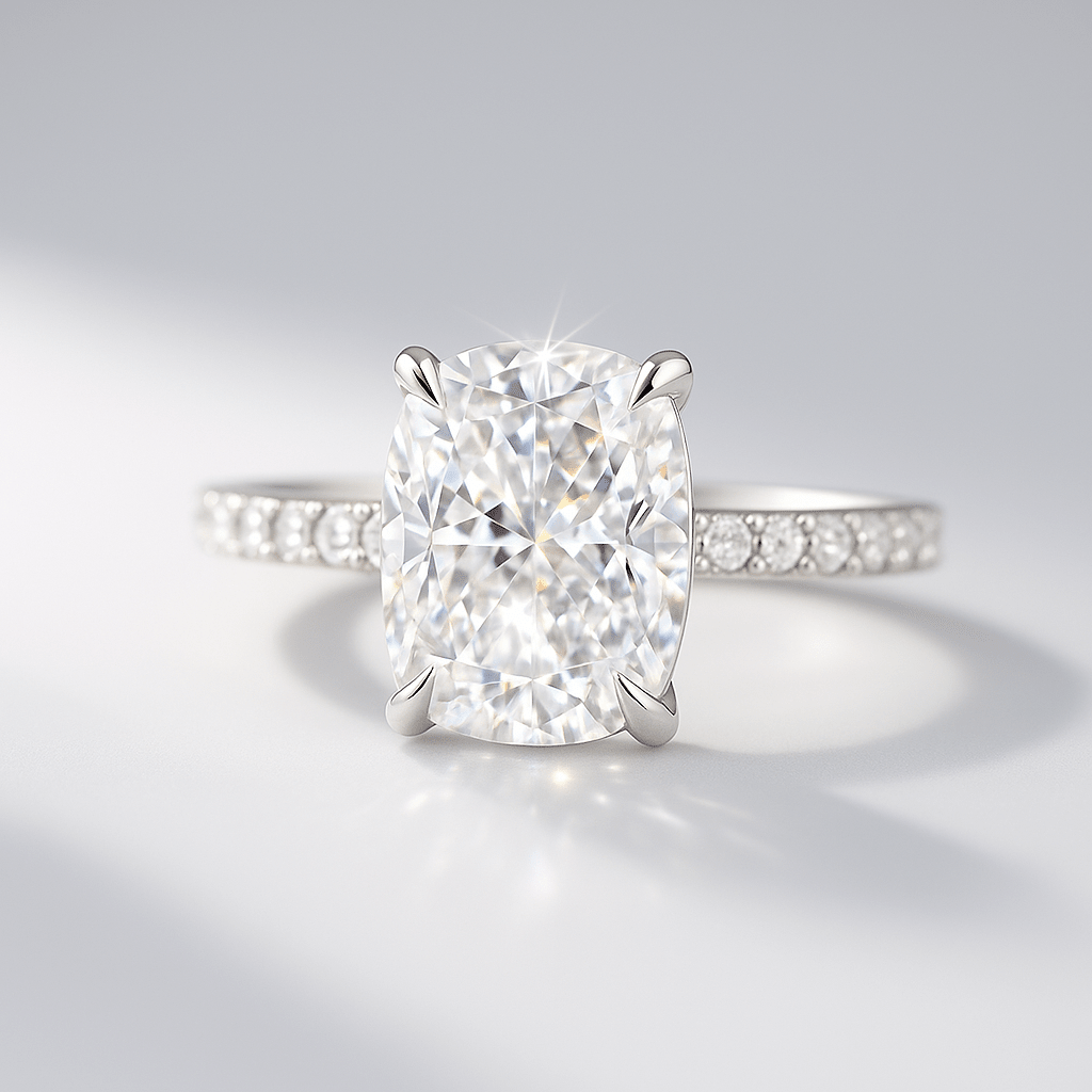 2 Carat Elongated Cushion Lab Diamond Engagement Ring in 14K Gold - Mivaan Fine Jewelry