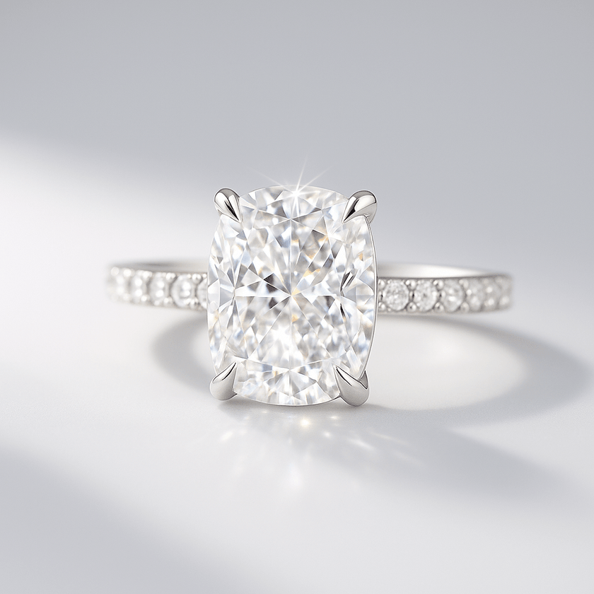 2 Carat Elongated Cushion Lab Diamond Engagement Ring in 14K Gold - Mivaan Fine Jewelry