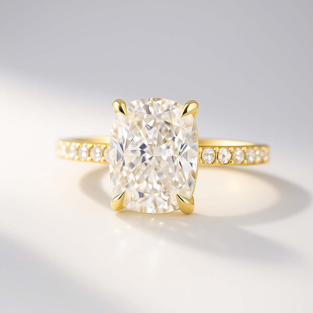 2 Carat Elongated Cushion Lab Diamond Engagement Ring in 14K Gold - Mivaan Fine Jewelry