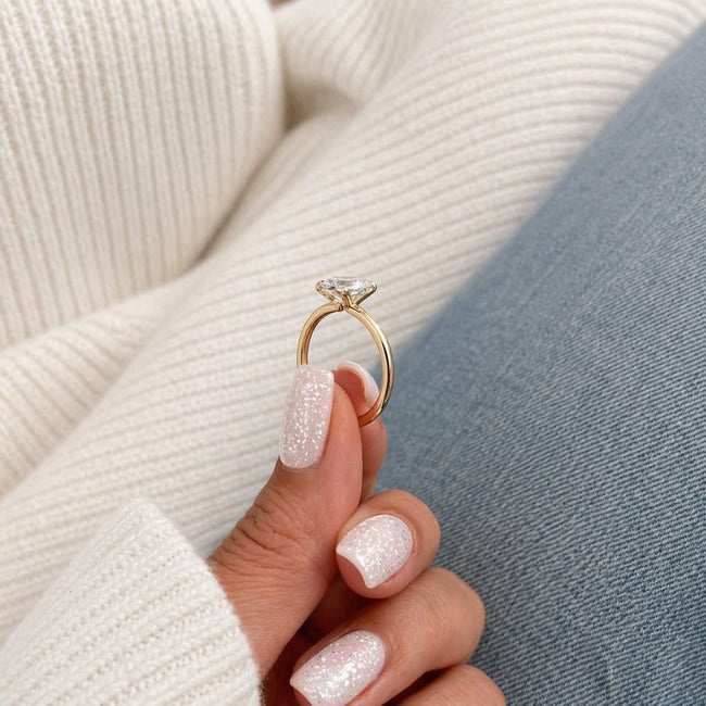 2 Carat Emerald Cut Lab Grown Diamond Half Bezel Engagement Ring - Mivaan Fine Jewelry