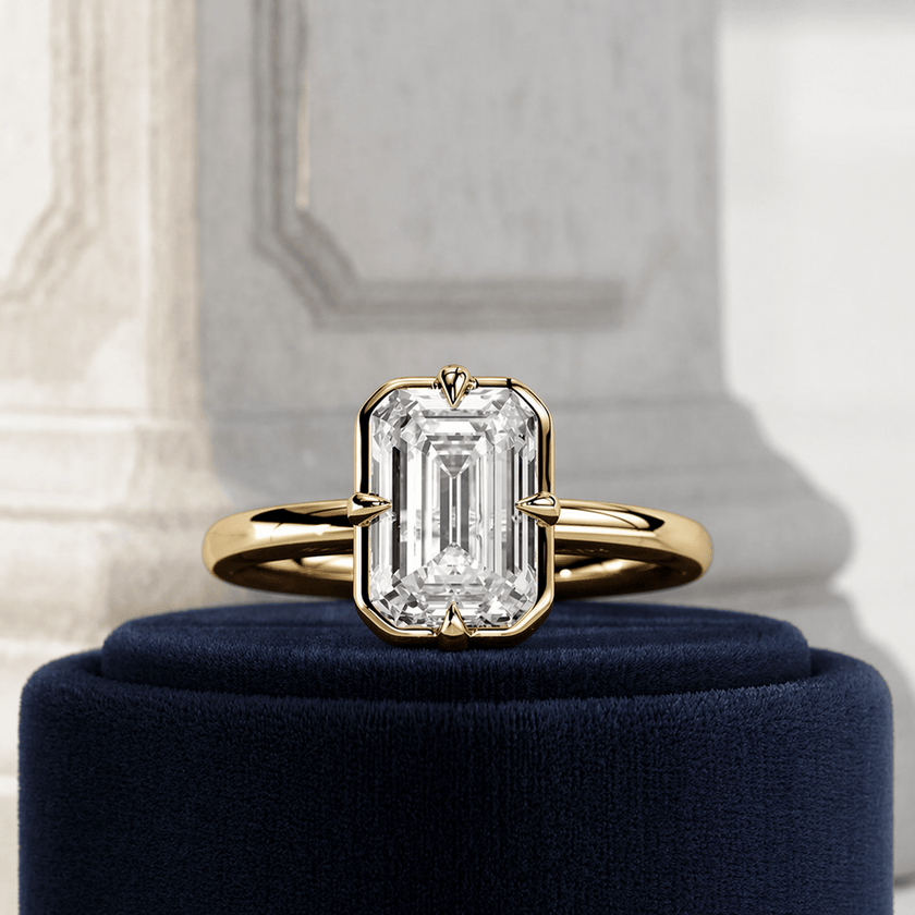 2 Carat Emerald Cut Lab Grown Diamond Prong Set Ring for Women - Mivaan Fine Jewelry