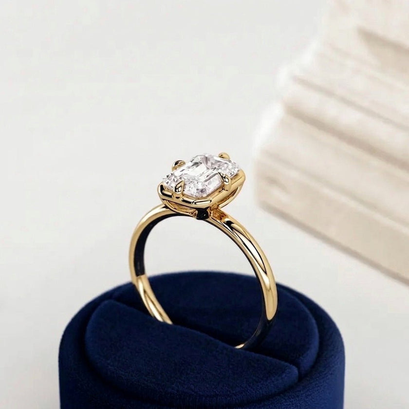 2 Carat Emerald Cut Lab Grown Diamond Prong Set Ring for Women - Mivaan Fine Jewelry