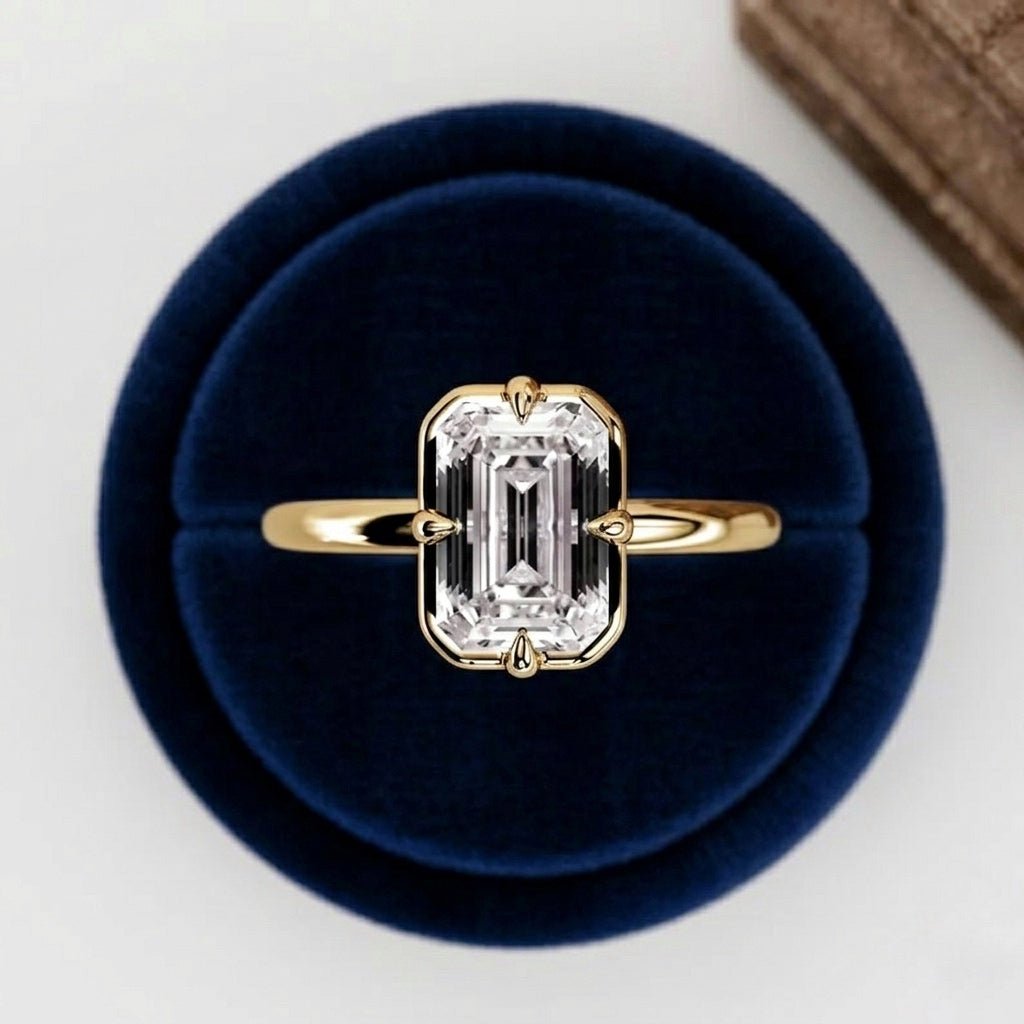 2 Carat Emerald Cut Lab Grown Diamond Prong Set Ring for Women - Mivaan Fine Jewelry