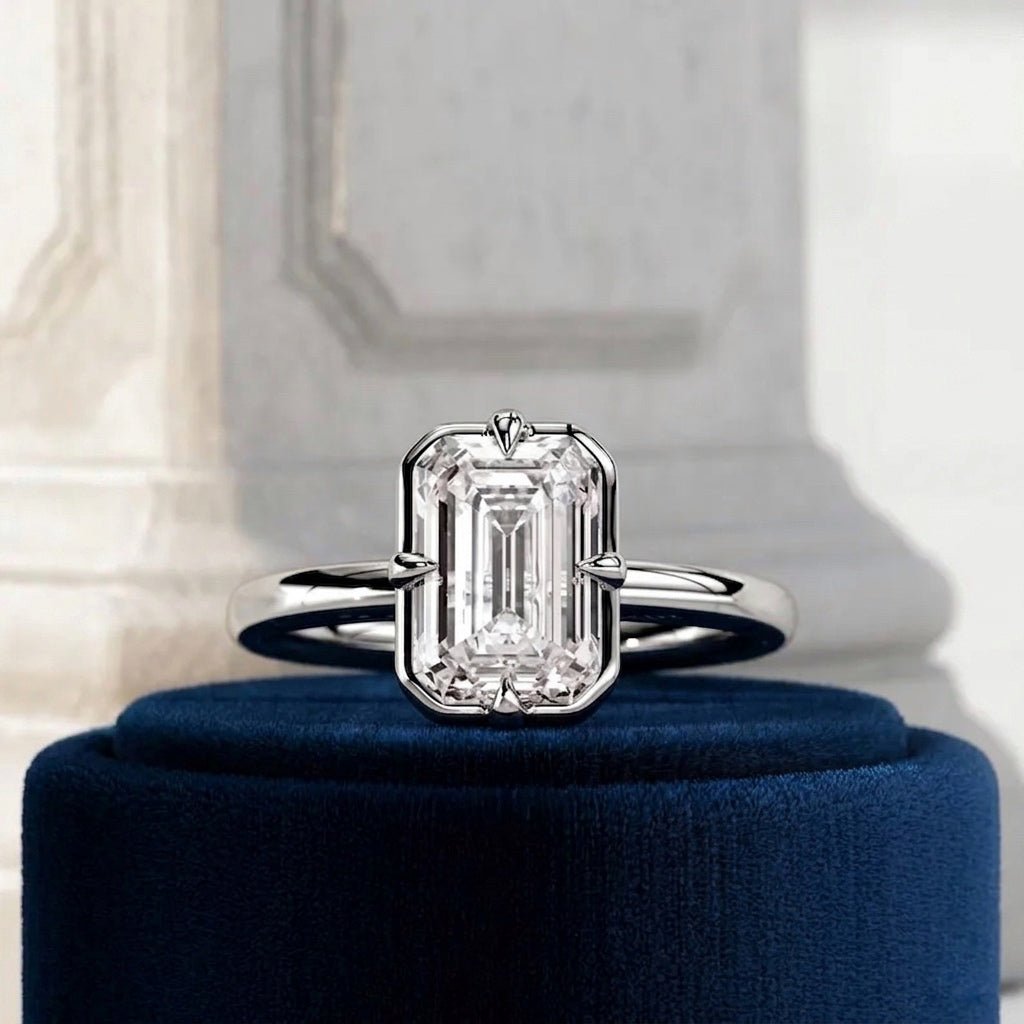 2 Carat Emerald Cut Lab Grown Diamond Prong Set Ring for Women - Mivaan Fine Jewelry