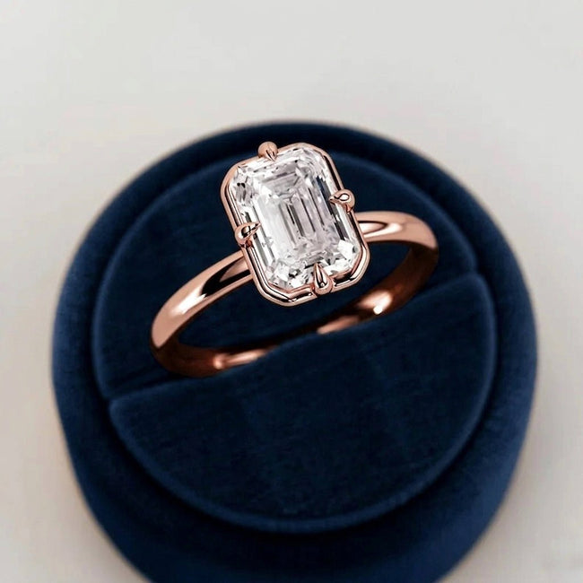 2 Carat Emerald Cut Lab Grown Diamond Prong Set Ring for Women - Mivaan Fine Jewelry