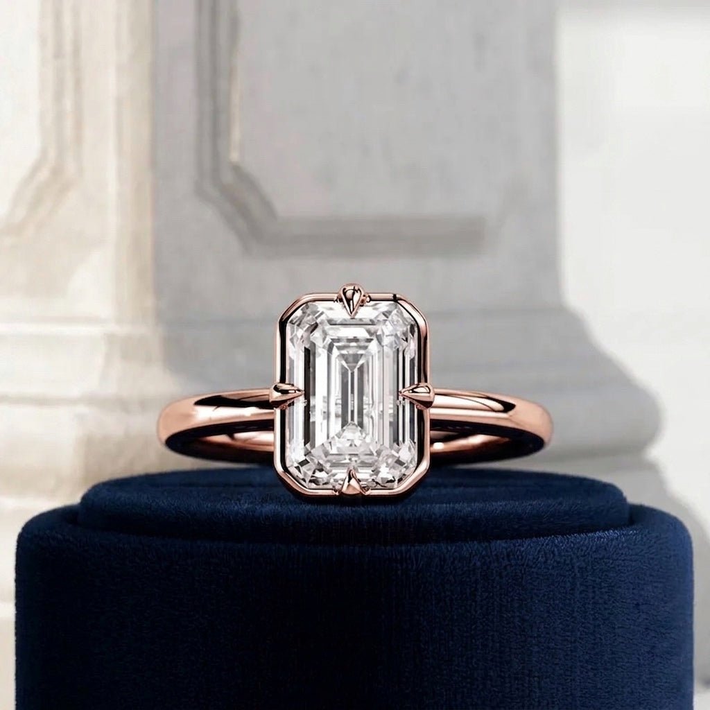 2 Carat Emerald Cut Lab Grown Diamond Prong Set Ring for Women - Mivaan Fine Jewelry