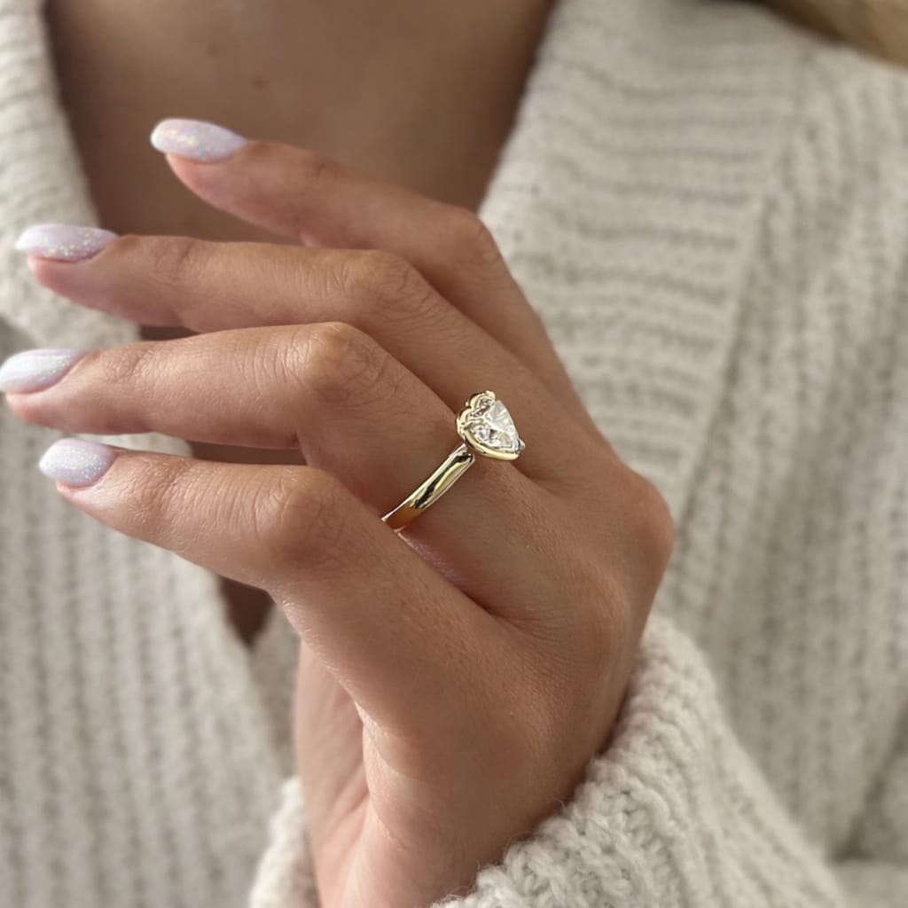 2 Carat Heart Cut Lab Grown Diamond Bezel Set Ring in 14K Solid Gold - Mivaan Fine Jewelry