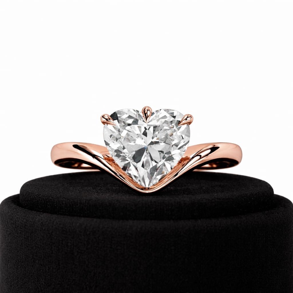 2 Carat Heart Shape Lab Grown Diamond Solitaire Ring Curved Band Engagement Ring - Mivaan Fine Jewelry