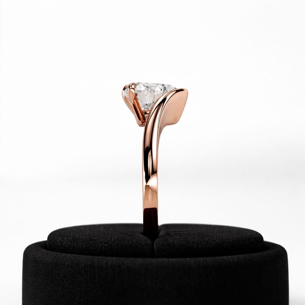 2 Carat Heart Shape Lab Grown Diamond Solitaire Ring Curved Band Engagement Ring - Mivaan Fine Jewelry
