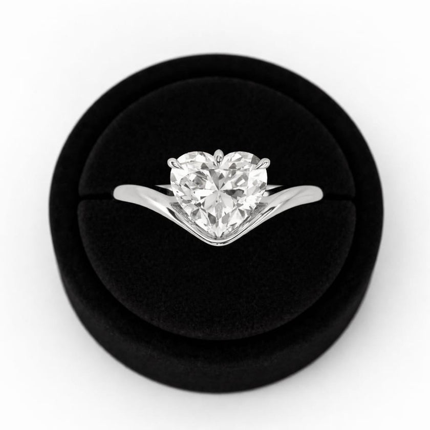 2 Carat Heart Shape Lab Grown Diamond Solitaire Ring Curved Band Engagement Ring - Mivaan Fine Jewelry