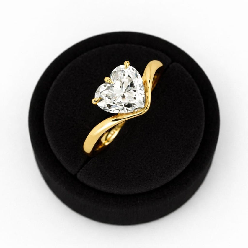 2 Carat Heart Shape Lab Grown Diamond Solitaire Ring Curved Band Engagement Ring - Mivaan Fine Jewelry